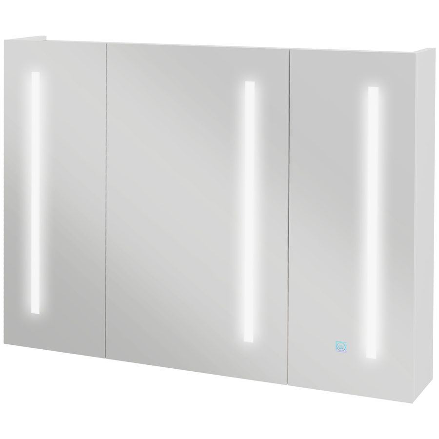 kleankin Spiegelschrank aus MDF mit verstellbaren Einlegeböden und 3‑farbigen LED-Leuchten, Wandspiegel mit USB-Anschluss, 90x15x70 cm, Weiß   Aosom