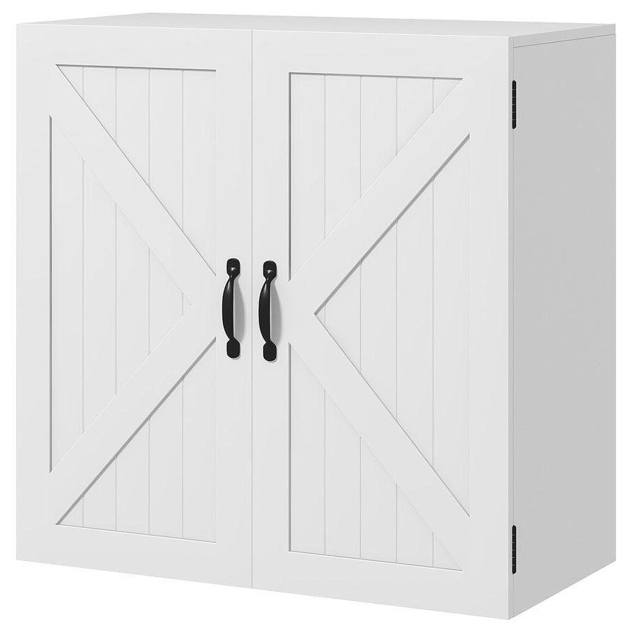kleankin Badezimmerschrank Wandschrank aus Holz, Badezimmerwandmöbel im Landhausstil mit verstellbarem Regal, 60x30x60cm, Weiß   Aosom von Kleankin