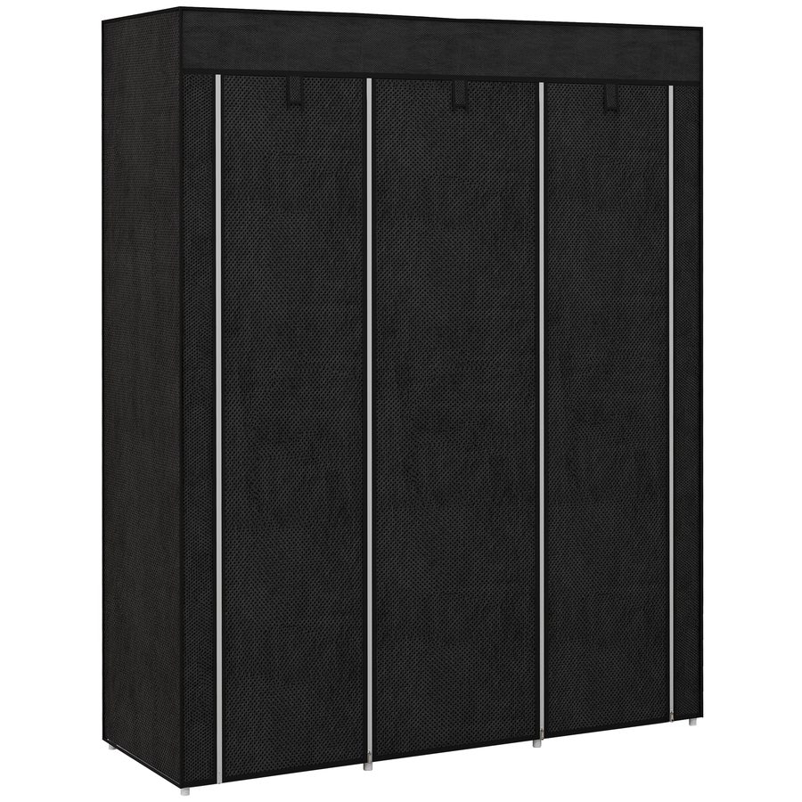 HOMCOM Stoffschrank mit Kleiderstange 8 Ebenen 125x43x162,5cm hellgrau platzsparender Faltschrank für Flur & Schlafzimmer   Aosom.de von HOMCOM