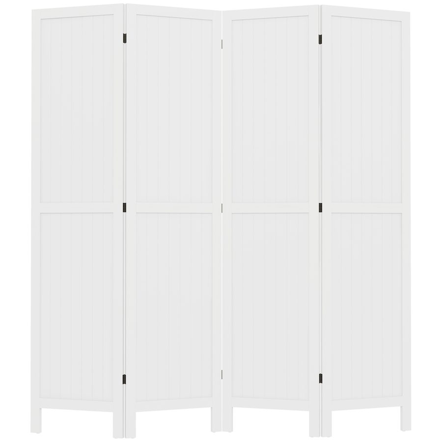 HOMCOM Innenraum-Trennwandschirm aus Holz, faltbarer 4-Panel-Paravent aus Holz, 160 x 170 cm, weiß   Aosom von HOMCOM