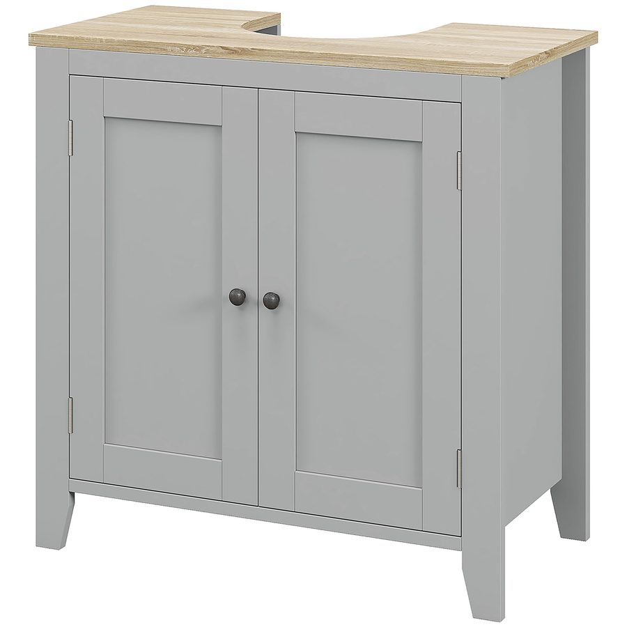 Kleankin Unterschrank Waschtisch Badezimmerschrank mit 2 Türen und verstellbarem Regal Badezimmerschrank für Waschbecken mit oder ohne Sockel Moderner Stil 60x30x60 cm Grau   Aosom von Kleankin