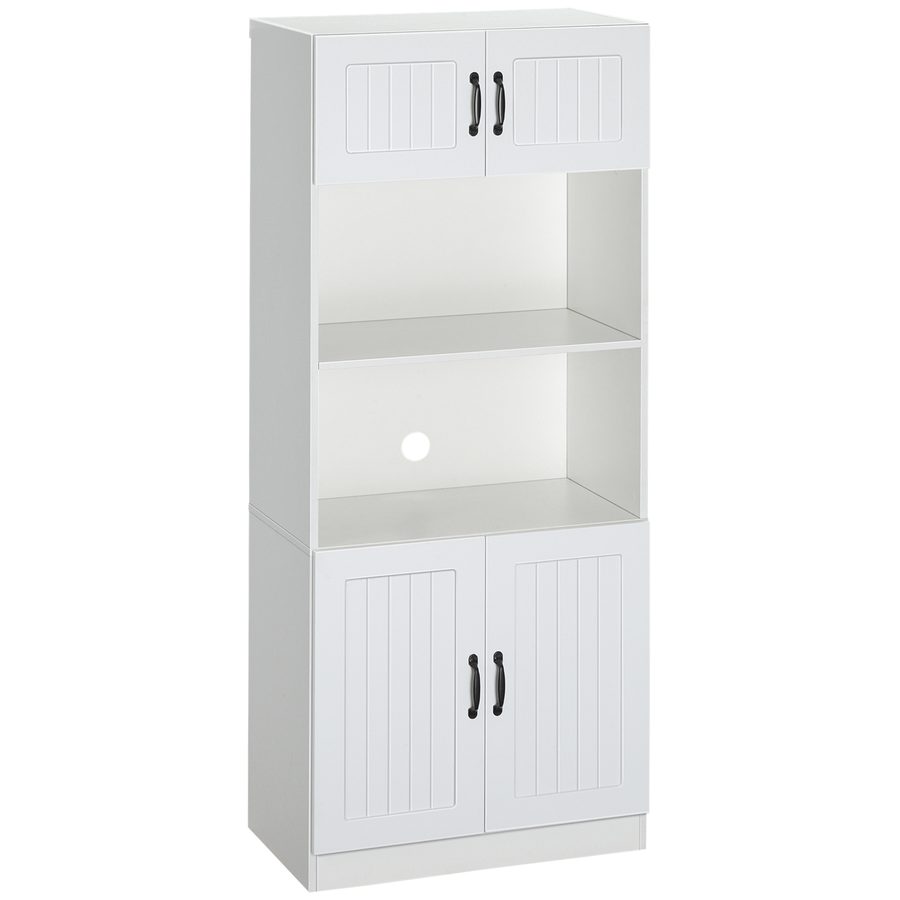 HOMCOM Küchenschrank Küchenbuffet Hochschrank mit 2 Regalen und 2 Schränken mit verstellbaren Regalböden Mikrowellenregal Anti-Kipp-Gurt   Aosom von HOMCOM