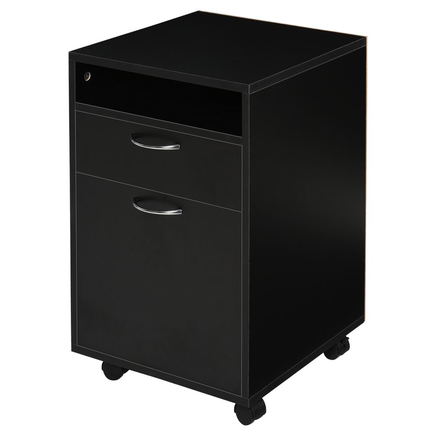 HOMCOM Rollcontainer Aktenschrank Schwarz 40x35x60cm mit Schublade für Büro & Homeoffice, platzsparend & funktional   Aosom.de von HOMCOM