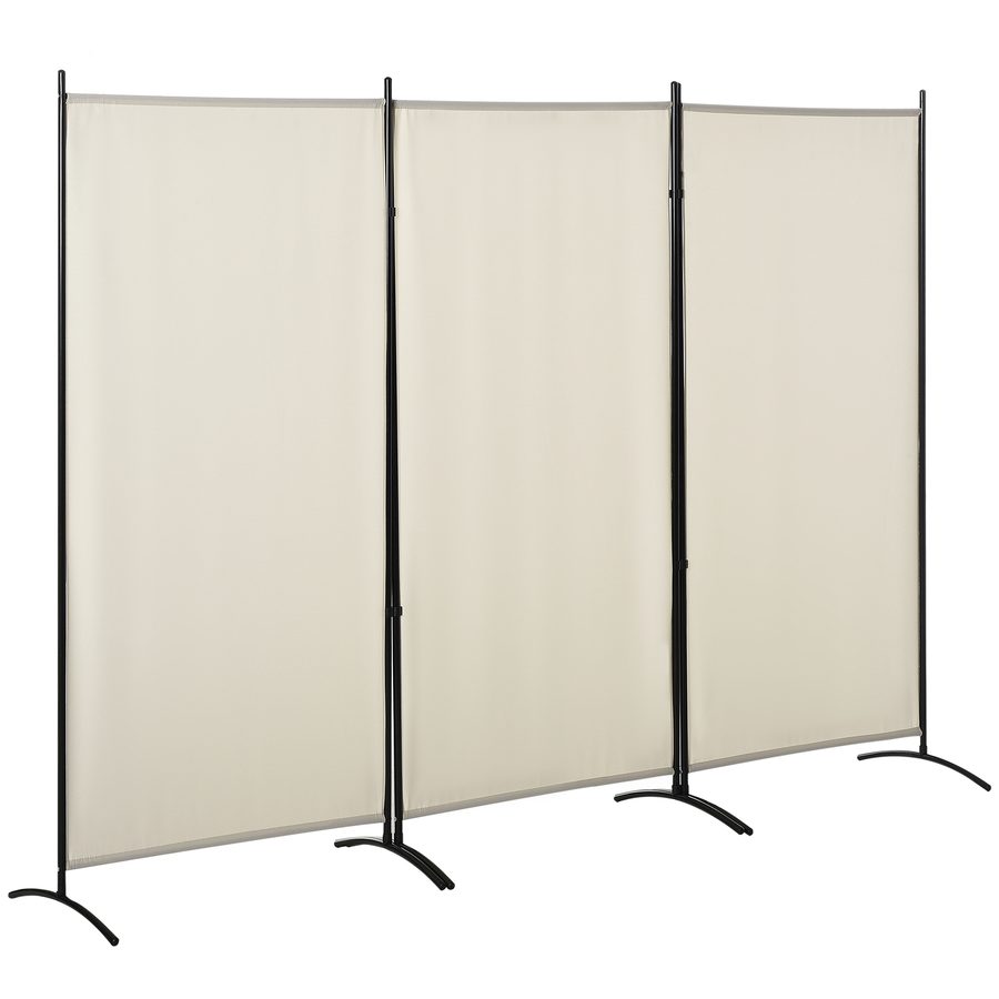 HOMCOM Paravent 3 Paneele Abmessungen 2,53L x 0,5B x 1,82H m Seitlicher Store Sichtschutz-Paravent auf Standfuß Metall Hochdichtes Polyester Beige   Aosom von HOMCOM