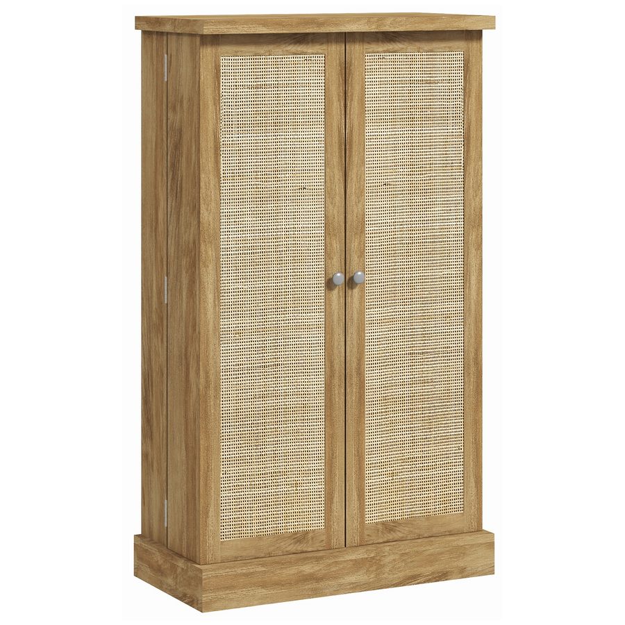 HOMCOM Buffet Küche, Küchenmöbel Aufbewahrung, modernes Buffet mit 12 Regalen an Türen, verstellbaren Regalen und doppelter Rattantür, für Esszimmer, Wohnzimmer, 60x30x104cm, Naturholzoptik   Aosom von HOMCOM
