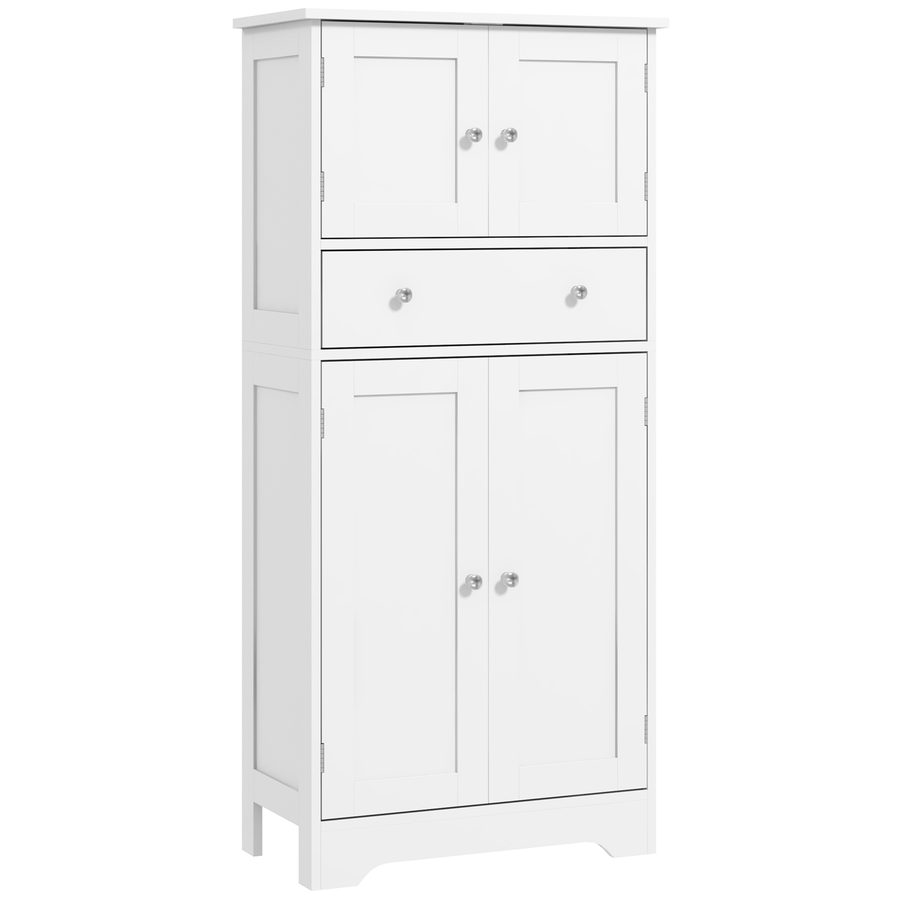 HOMCOM Küchenschrank Buffet Küchenvitrine Aufbewahrungsschrank modernes Design mit Schränken, verstellbaren Regalen, Schublade, für Esszimmer, Wohnzimmer, 60 x 30 x 128 cm, Weiß   Aosom von HOMCOM