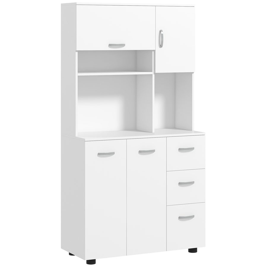 HOMCOM Küchenschrank freistehend, 89 x 39,5 x 168 cm, Buffetschrank modern Weiß   Aosom.de von HOMCOM