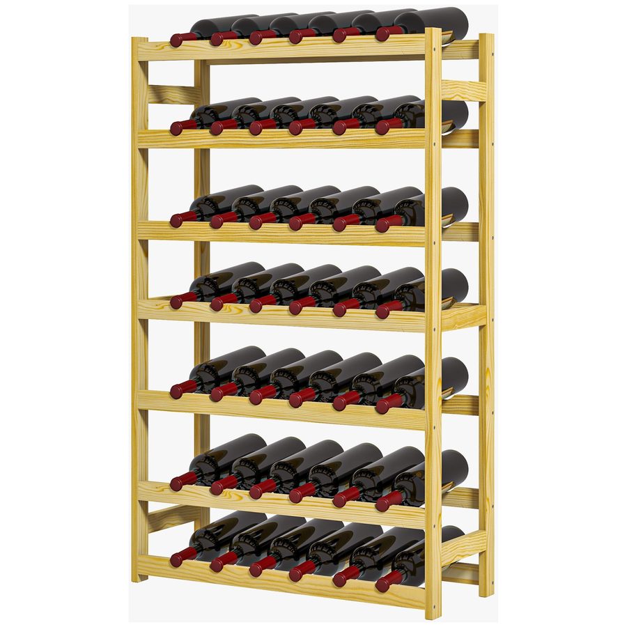 HOMCOM Weinregal 63 x 25 x 102 cm für 42 Flaschen mit 7 Ebenen, Standregal und Kippschutz aus Holz in Naturfarbe   Aosom.de von HOMCOM