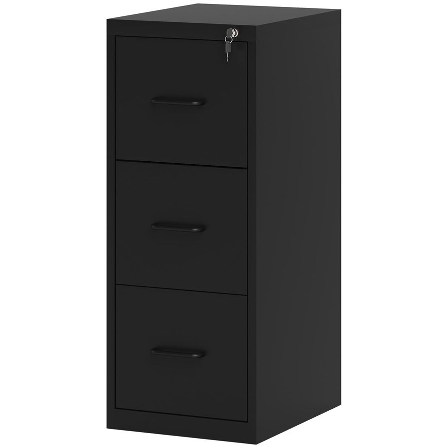 HOMCOM Aktenschrank mit 3 Schubladen und verstellbarer Stange, Stahlschrank für Dokumente, Ideal für Zuhause, Büro und Arbeitszimmer, 36,5x46,2x99 cm, Schwarz   Aosom von HOMCOM