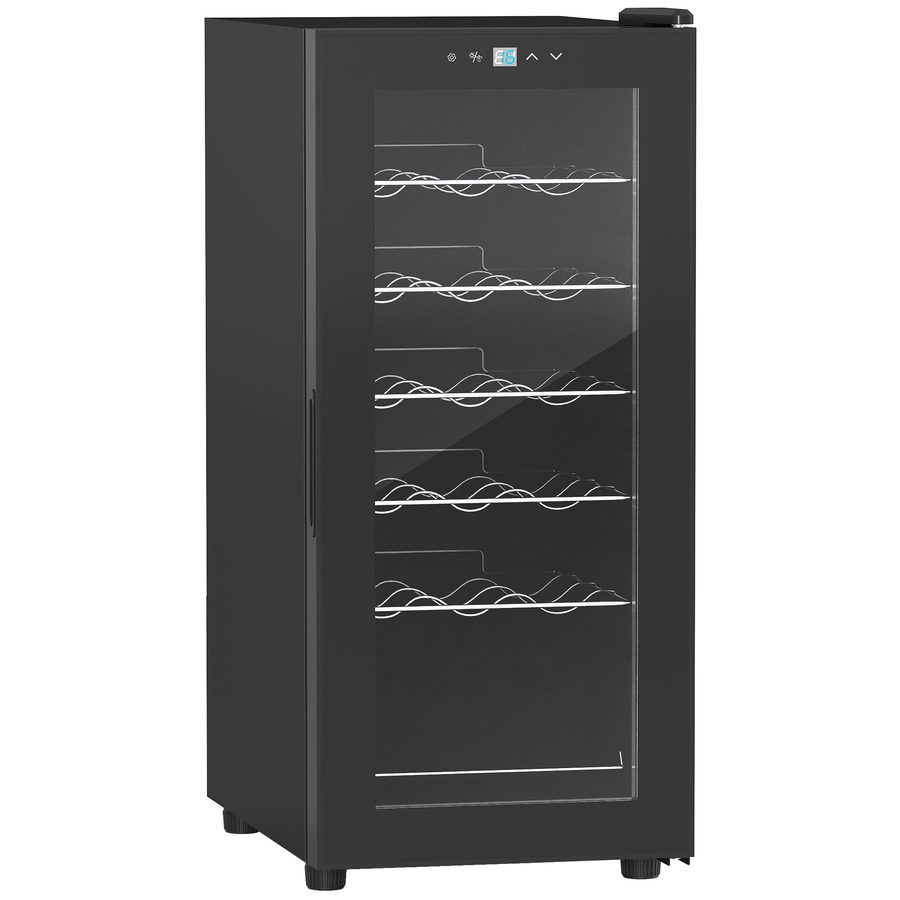 HOMCOM Weinkühlschrank, Kompressor für 18 Flaschen, 50 L Getränkekühlschrank mit Glastür, 5-18°, Flaschenkühlschrank mit Touchschlater  Aosom von HOMCOM