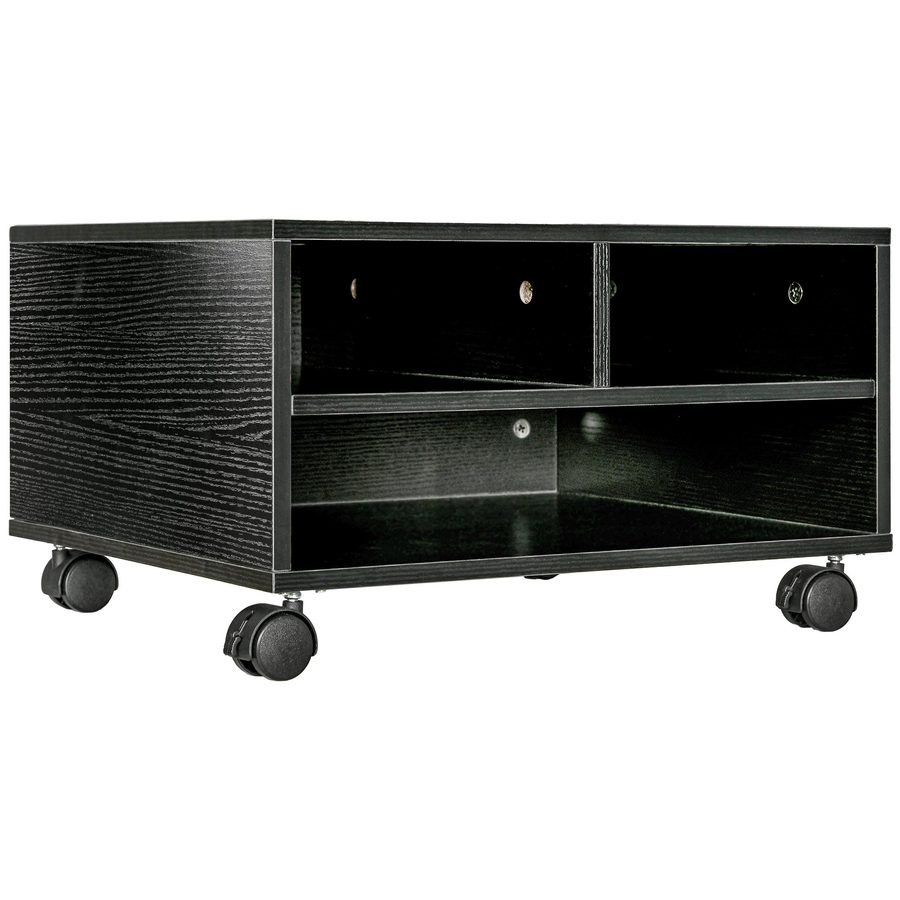 HOMCOM Druckerwagen mit 2 Regalen, Büromöbel und Bürostudio aus Holz mit Rollen, 47x40x22,5cm, Schwarz   Aosom von HOMCOM