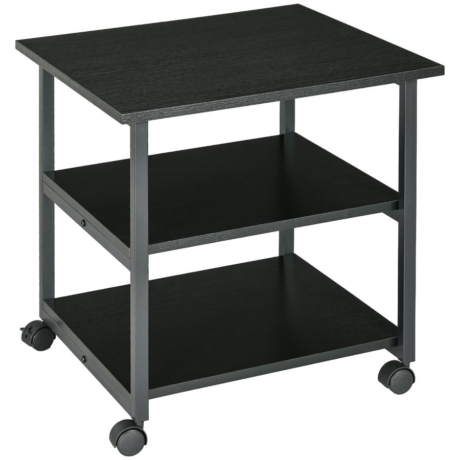 HOMCOM Druckerständer mit 3 Ebenen Ablagen, rollbar auf Rollen 50 x 50 x 52,5 cm schwarz   Aosom von HOMCOM