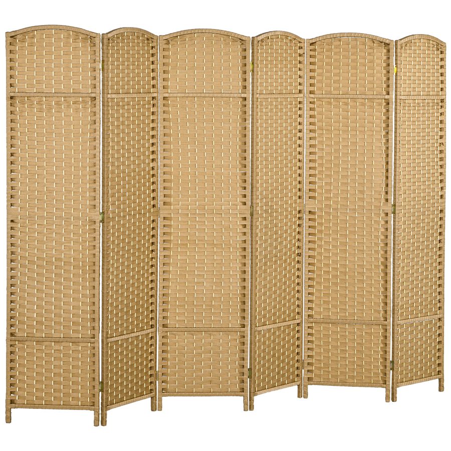 HOMCOM Paravent 6-teilig 240 x 170 cm Raumteiler Trennwand aus Bambus, Faltbar Stellwand Raumtrenner Sichtschutz für Wohnzimmer Natur   Aosom von HOMCOM