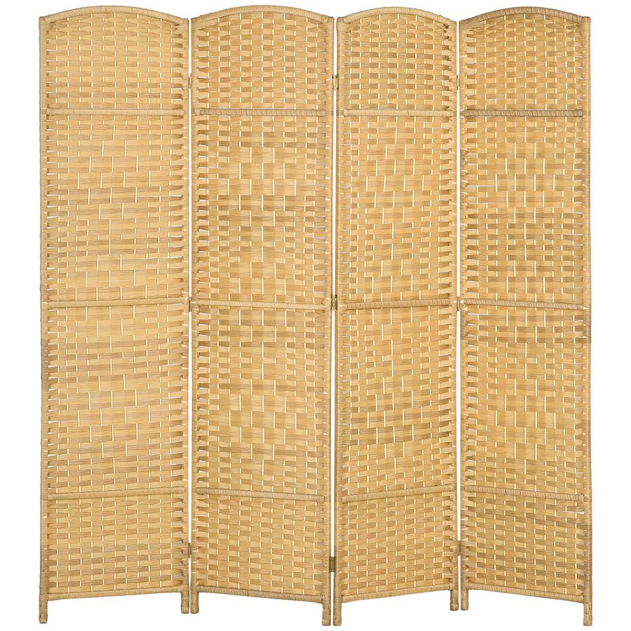HOMCOM Innenraum-Paravent aus Holz, 4 Paneele, 180 x 180 cm, faltbarer Raumteiler für Wohnzimmer, Schlafzimmer, Zuhause, Naturholz   Aosom von HOMCOM