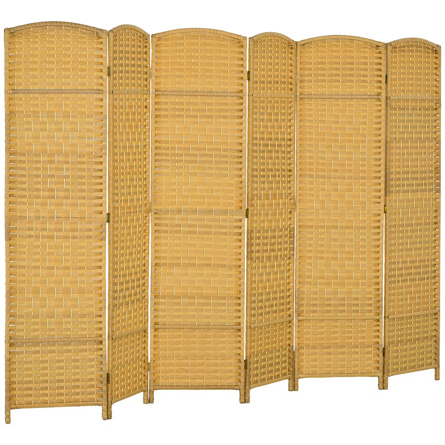HOMCOM Paravent 6-teilig 270 x 180 cm Raumteiler Trennwand, Faltbar Raumtrenner Stellwand Sichtschutz für Wohnzimmer Naturholz   Aosom von HOMCOM