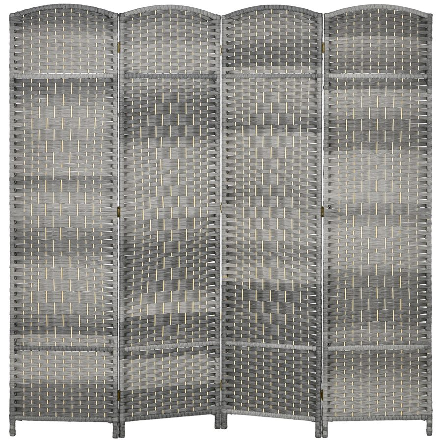 HOMCOM Innen-Paravent aus Holz, 4 Paneele, 180 x 180 cm, klappbarer Raumteiler für Wohnzimmer, Schlafzimmer, Haus, Grau gemischt   Aosom von HOMCOM