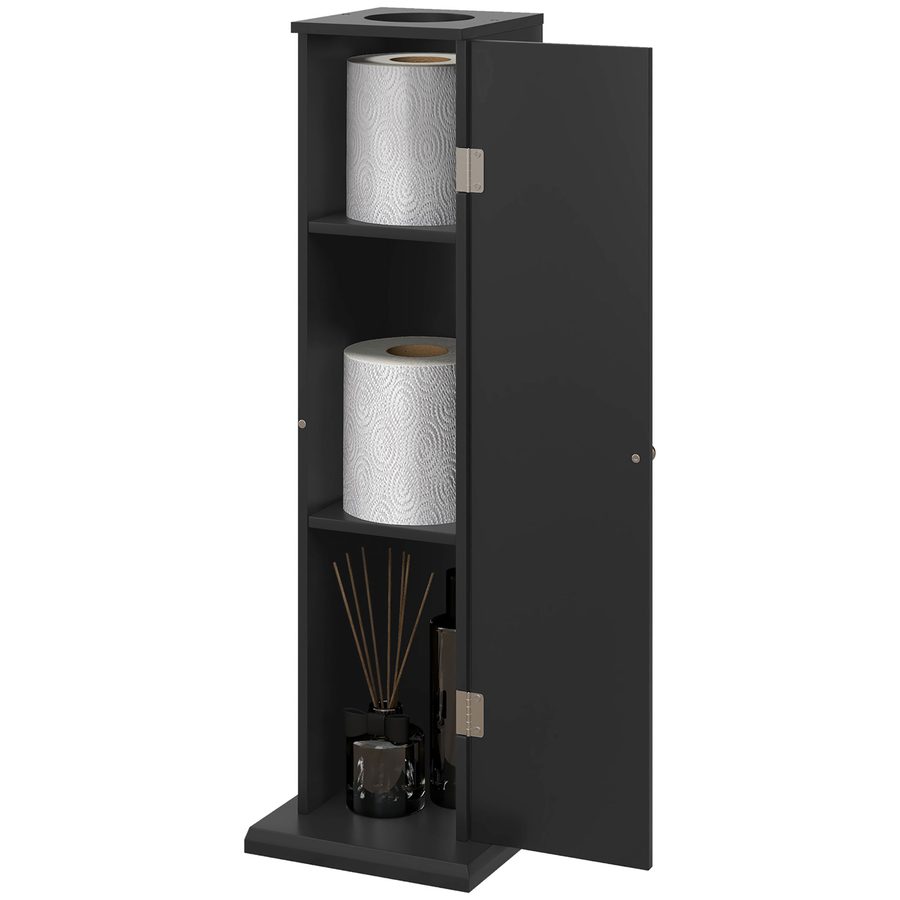 HOMCOM Badezimmermöbel Toilettenpapierhalter 3 Ebenen + Toilettenpapierausgang, Toilettenpapierständer, Platzsparend, für kleine Räume, Schwarz   Aosom von HOMCOM