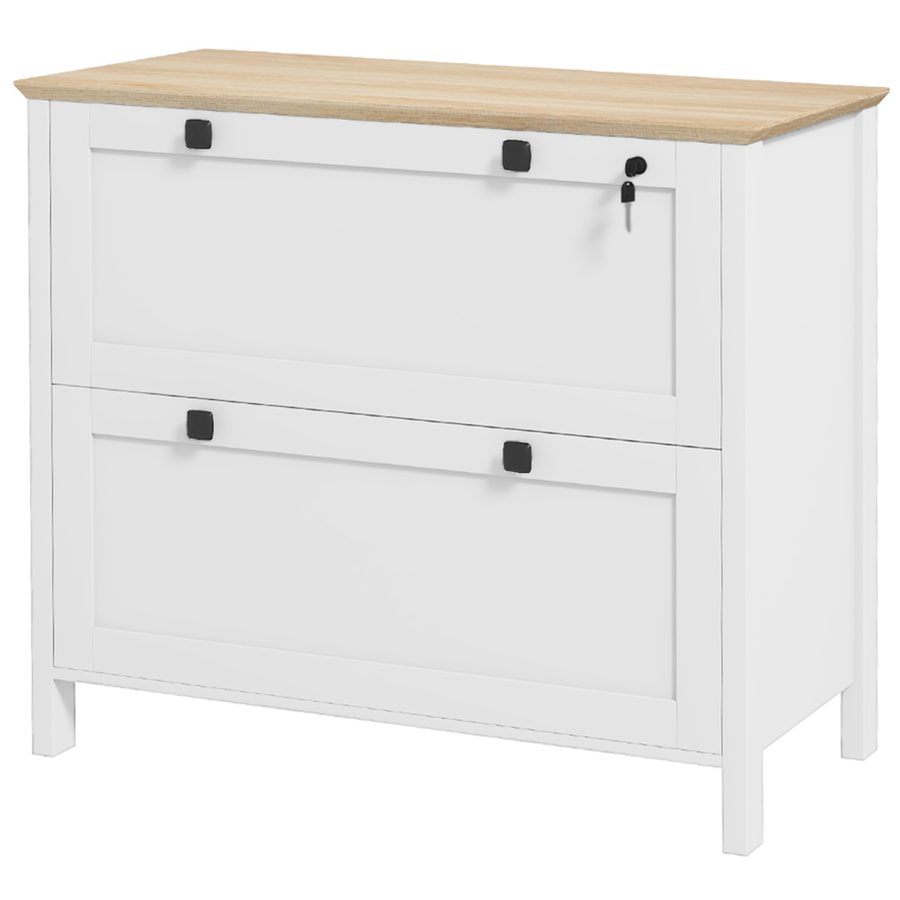 HOMCOM Aktenschrankschublade mit 2 Schubladen, Büromöbelschrank mit Schloss und Schlüsseln für A4-Ordner, 76x40x76cm, Weiß   Aosom von HOMCOM