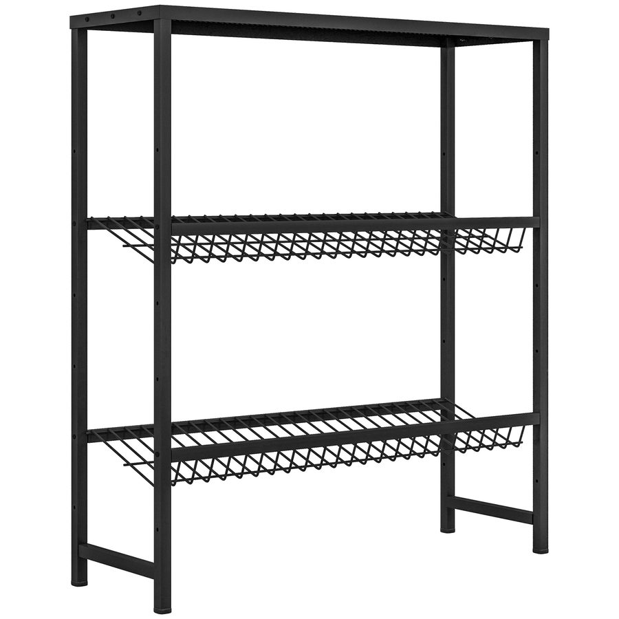 HOMCOM Getränkekistenregal freistehend für 6 Kisten, verstellbare Regalhöhe, 3 Ebenen, rutschfest, 103 x 33 x 113,5 cm, Stahl schwarz   Aosom.de von HOMCOM