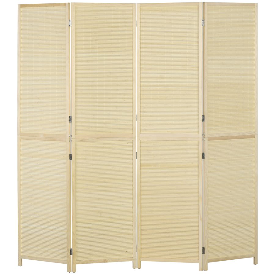 HOMCOM Paravent 4-teilig 180 x 180 cm Faltbar Raumteiler Trennwand aus Bambus, Stellwand Sichtschutz Raumtrenner für Wohnzimmer Schlafzimmer Natur   Aosom von HOMCOM