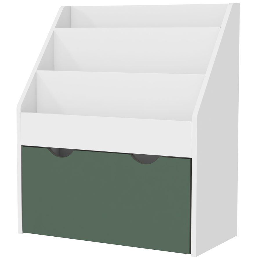 AIYAPLAY Kinderbuchregal für Bücher und Spielzeug, Mehrzweck-Aufbewahrung mit 3 Ebenen Regalen und Schublade, 62,5L x 30B x 70H cm, grün   Aosom von AIYAPLAY