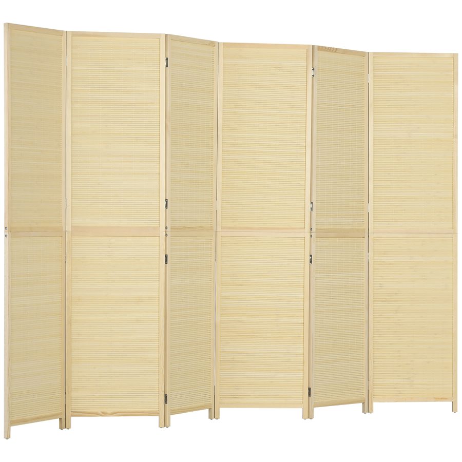 HOMCOM Paravent innen aus Bambus 6 Paneelen 270 x 180 cm Raumteiler Trennwand Faltbar - Natur   Aosom von HOMCOM