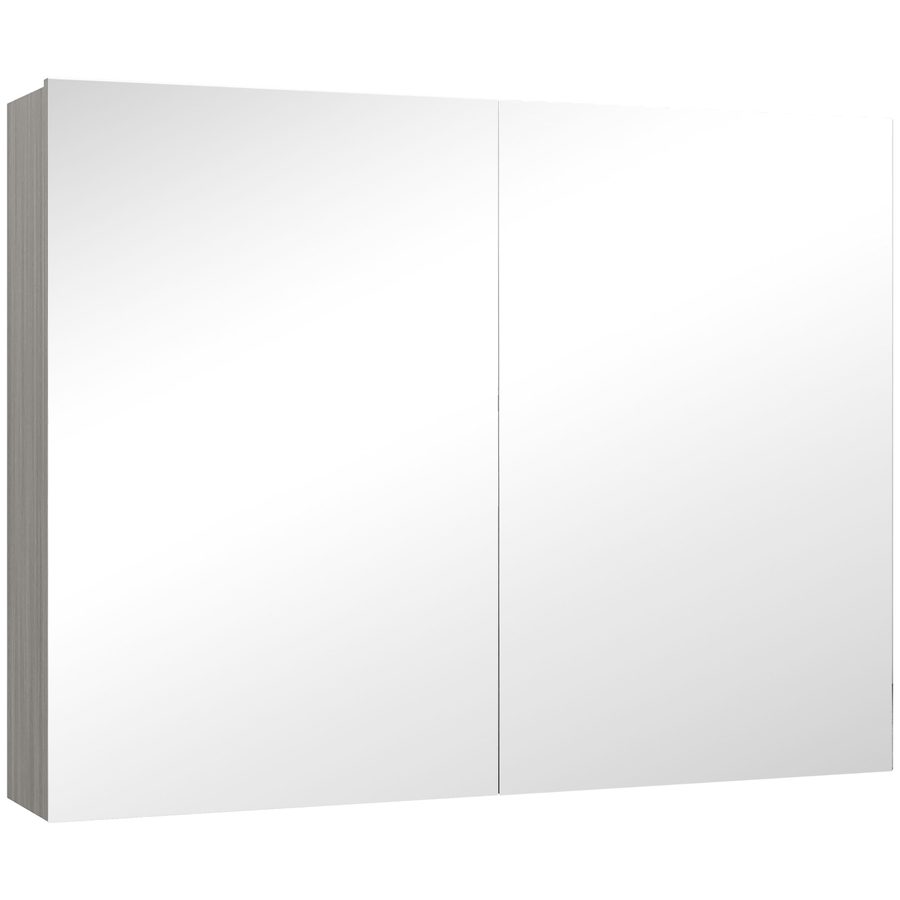 HOMCOM Wandschrank für Badezimmer mit Spiegel, 80 x 15 x 60 cm, Badezimmerschrank mit Doppeltüren und verstellbaren Regalen, grau   Aosom von HOMCOM