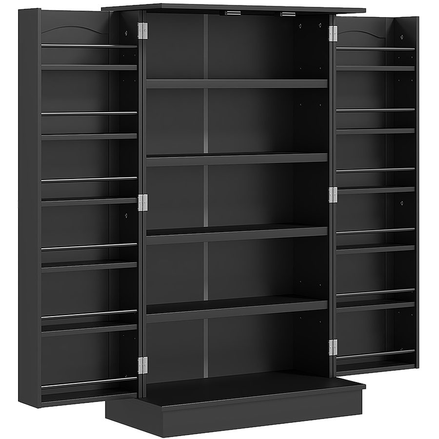 HOMCOM Küchenschrank Speisekammer Küche mit 2 Türen und 16 Regalen Moderner Vorratsschrank mit verstellbaren Regalen für Esszimmer Wohnzimmer 60x30x104 cm Schwarz   Aosom von HOMCOM
