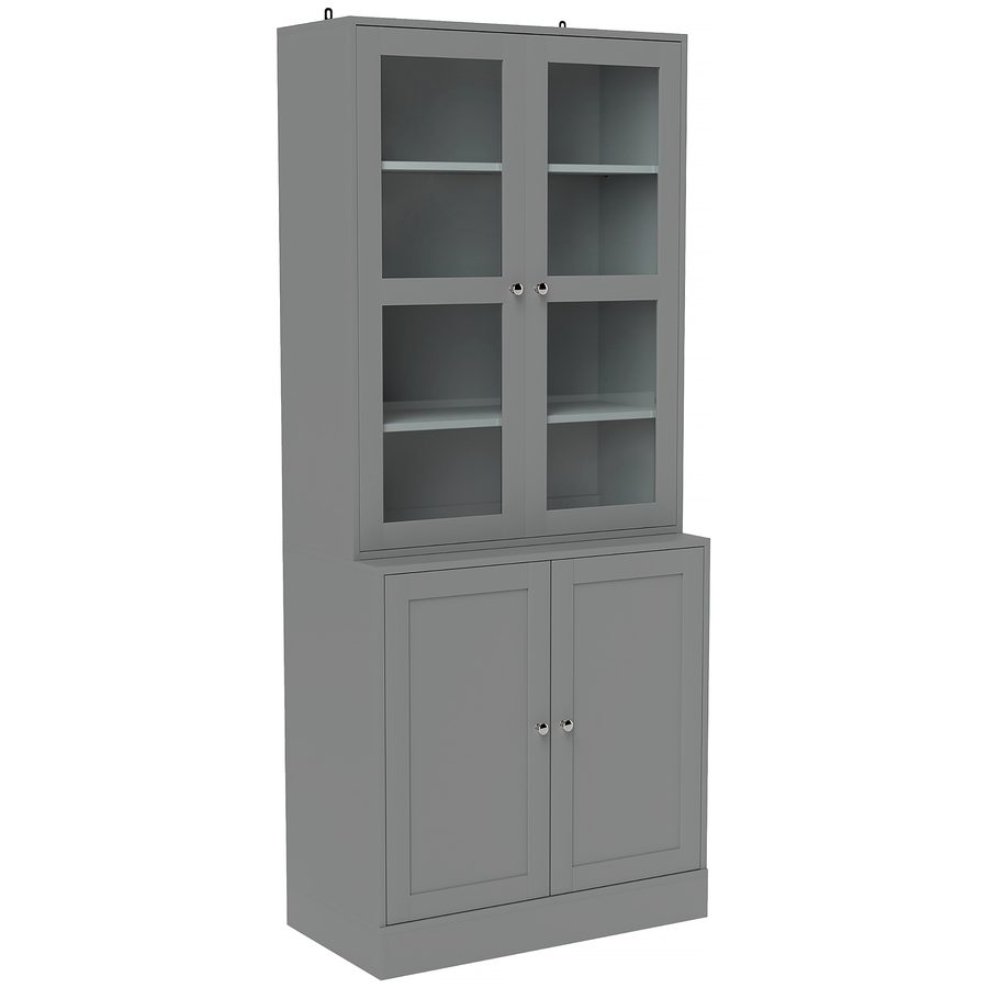 HOMCOM Vitrine/Bücherschrank, 6-stufiges Aufbewahrungsmöbel mit 4 Türen davon 2 aus Einscheiben-Sicherheitsglas, verstellbare Einlegeböden, modernes Design, für Wohnzimmer, Büro, Schlafzimmer, 76 x 40 x 178,5 cm, weiß   Aosom von HOMCOM