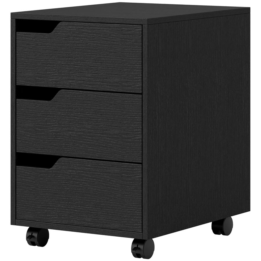 HOMCOM Rollcontainer, Büromöbel mit 3 Schubladen, Rollcontainer, für Dokumente und Ordner, 40 x 50 x 57,5 cm, schwarz   Aosom von HOMCOM