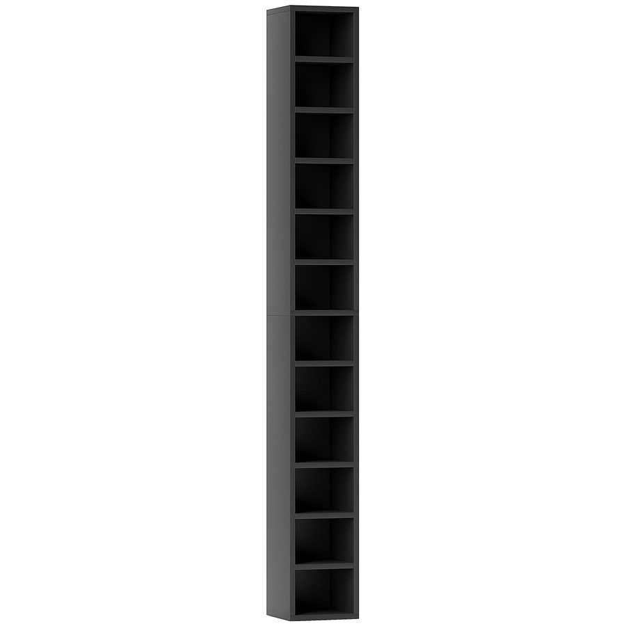 HOMCOM CD- und DVD-Aufbewahrung, Säulenregal mit 12 Fächern, bis zu 204 CD, 21 x 20 x 175 cm, schwarz   Aosom von HOMCOM