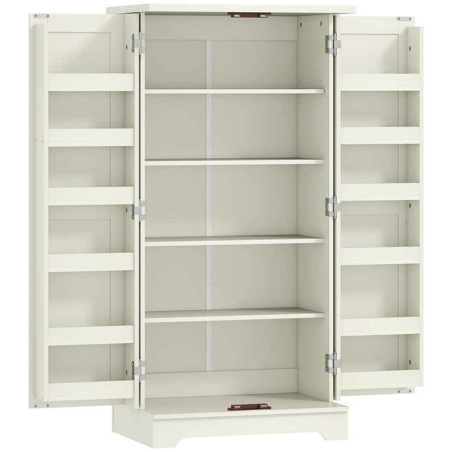 HOMCOM Küchenbuffet, Küchenschrank, Geschirrschrank, 5 Ebenen, mit Türen und verstellbaren Regalen, 60 x 40 x 120 cm, Holzmaserung, Creme   Aosom von HOMCOM