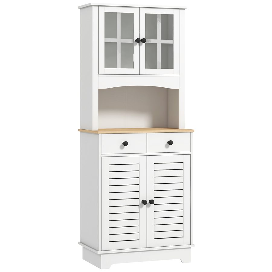 HOMCOM Küchenschrank, Hochschrank mit 2 Schränken, Küchenbuffet mit verstellbaren Ablagen, Buffetschrank, Esszimmerschrank für Küche, Esszimmer, 68 x 39,5 x 170 cm, Weiß   Aosom von HOMCOM