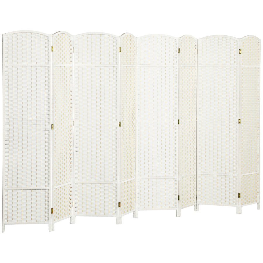 HOMCOM Paravent 8-teilig 320 x 170 cm Raumteiler Faltbar Trennwand aus Kiefernholz, Sichtschutz Raumtrenner Stellwand für Schlafzimmer Wohnzimmer Weiß   Aosom von HOMCOM