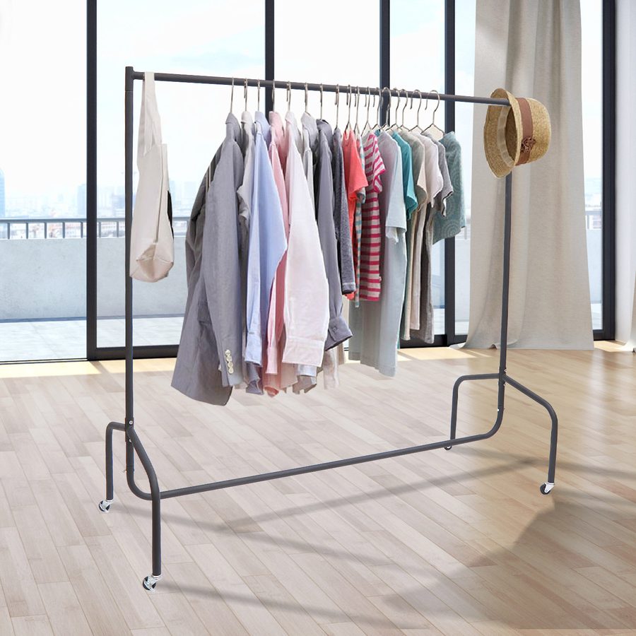 HOMCOM Metall Kleiderständer Kleiderwagen Rollgarderobe Garderobenständer 180x60x150 cm   Aosom von HOMCOM