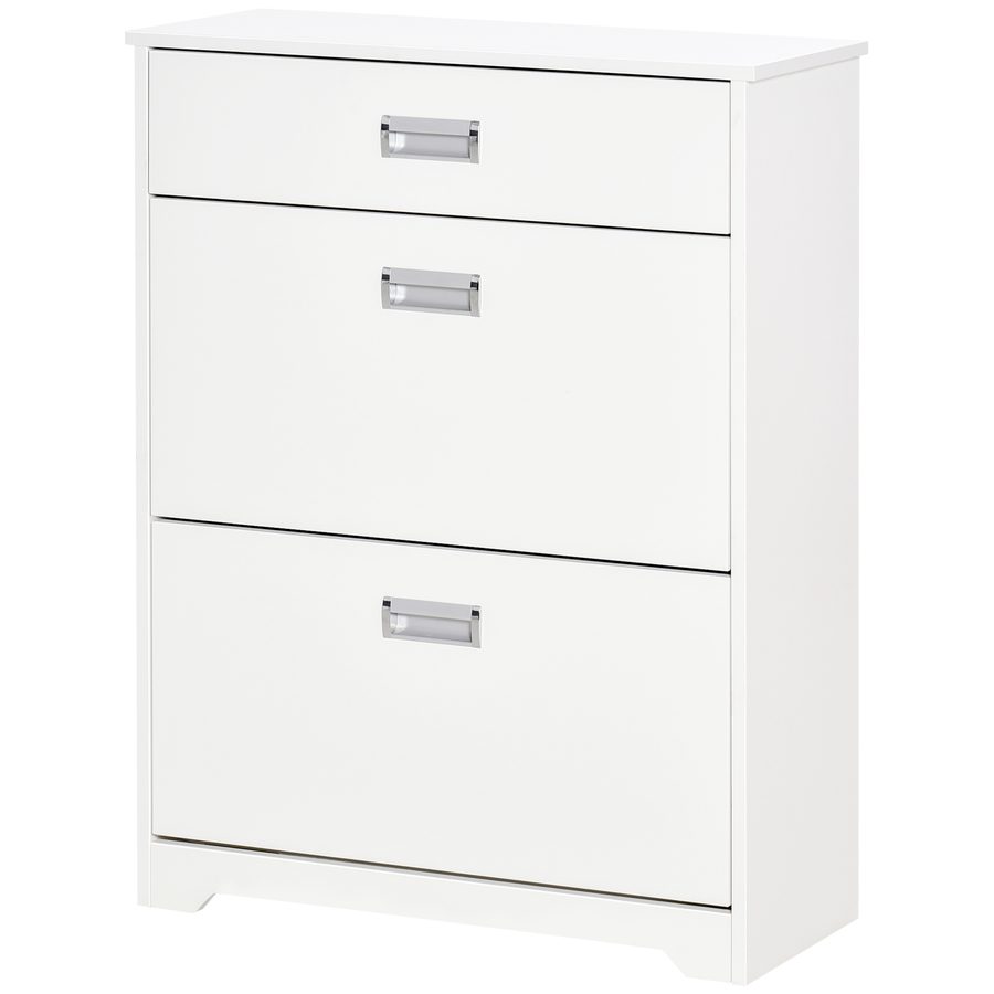 HOMCOM Schuhschrank mit 2 klappbaren Schubladen verstellbares Regal + 1 Schublade + 1 Theke bis zu 16 Paare 70B x 29T x 92H Weiß   Aosom von HOMCOM