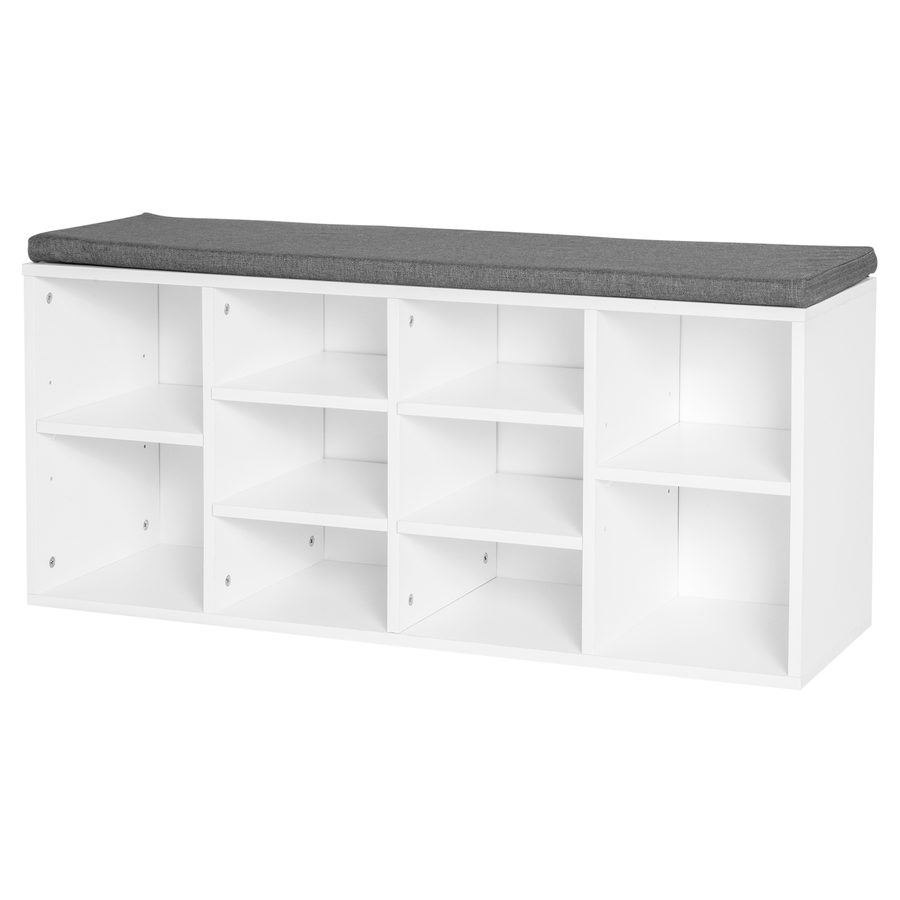 HOMCOM Schuhregal Bank 8-10 Paare Schuhe Verstellbare Regalböden, Spanholz, Weiß, 104 x 30 x 48 cm   Aosom von HOMCOM