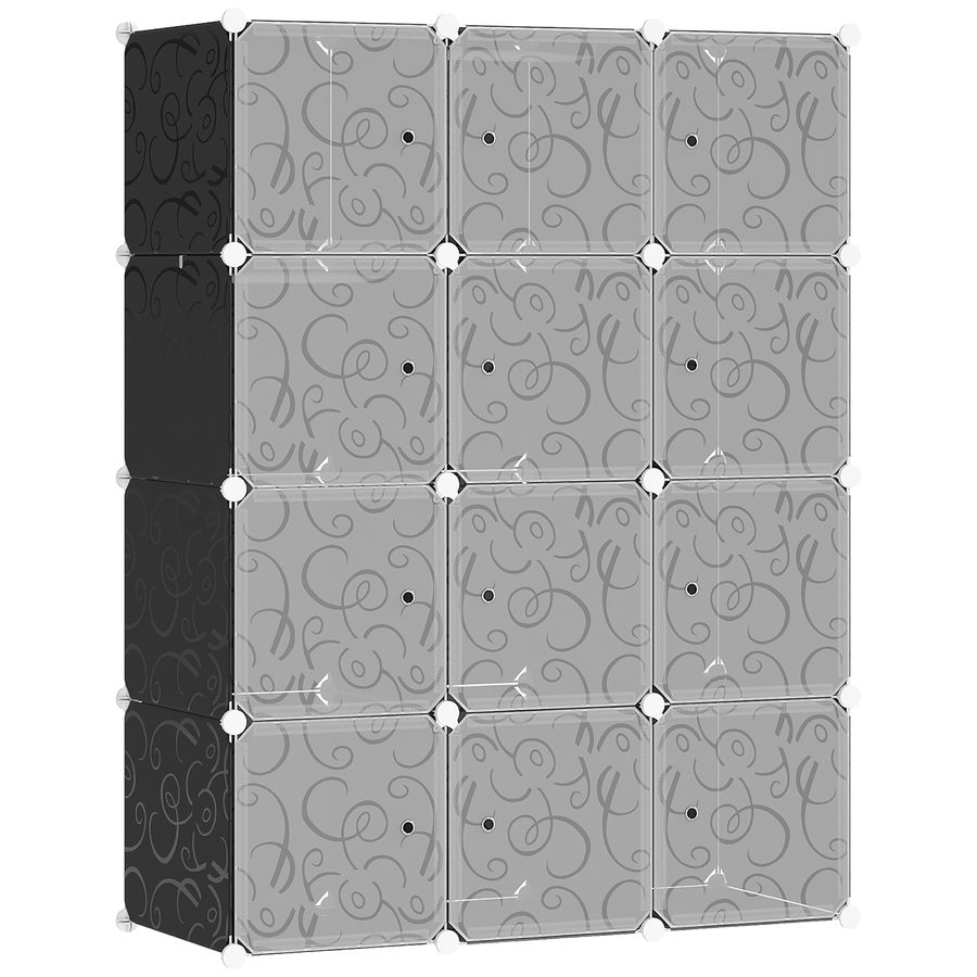 HOMCOM Kleiderschrank  DIY Garderobe Regalsystem Steckregal, Würfel Garderobenschrank mit Kleiderstange, PP, Schwarz + Weiß  Aosom von HOMCOM