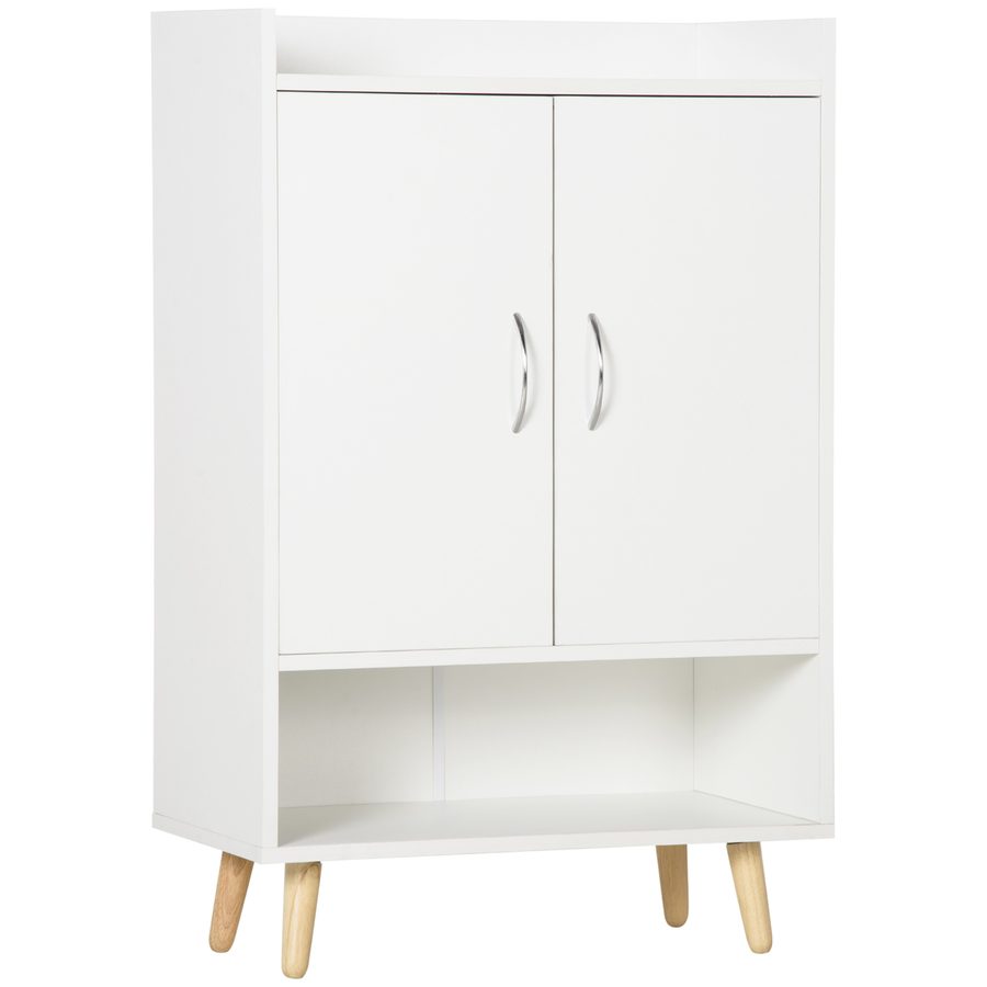 HOMCOM Schuhschrank Schuhregal mit Türen und Regalen für Flur und Eingangsbereich, moderner Schuhkommode Schuhablagen, Massivholz, Weiß   Aosom von HOMCOM