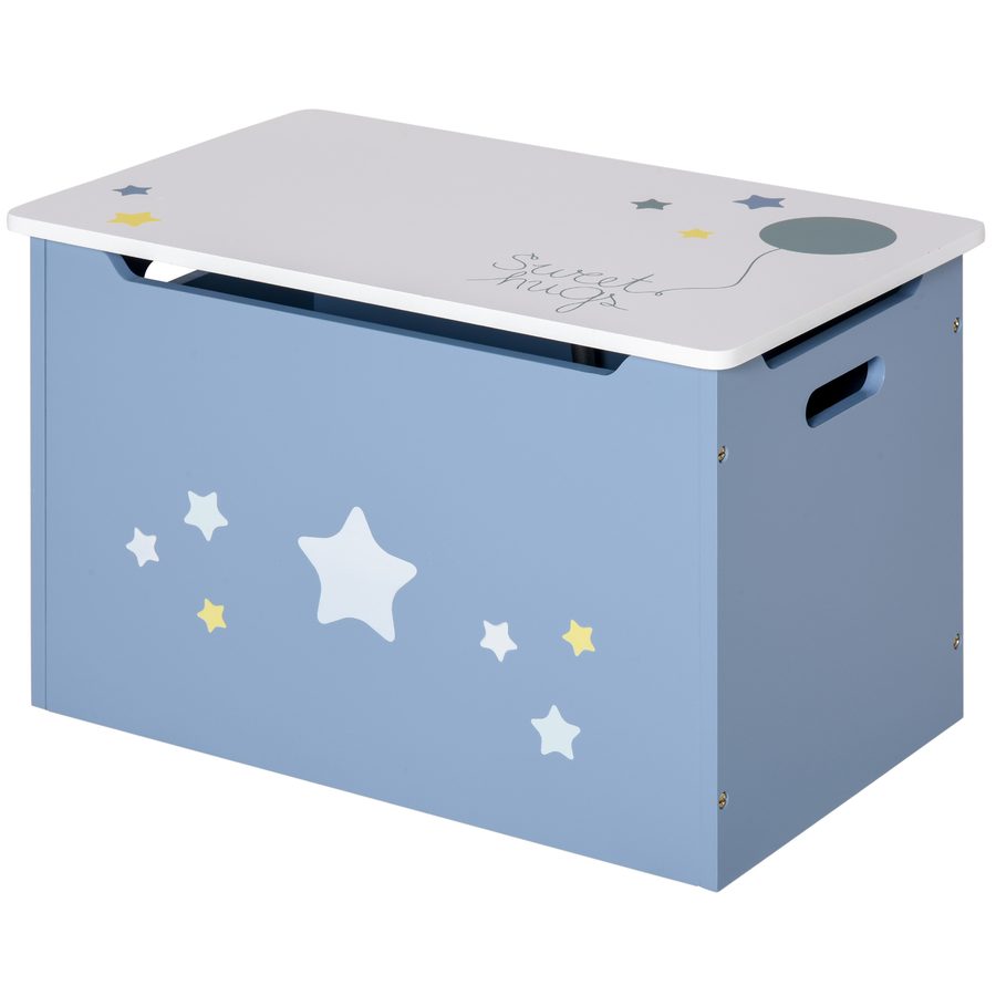 HOMCOM Spielzeugtruhe Spielzeugkiste aus Holz in Blau und Weiß, Kinderbank für Kinderzimmer 55 x 34 x 35,5 cm   Aosom von HOMCOM