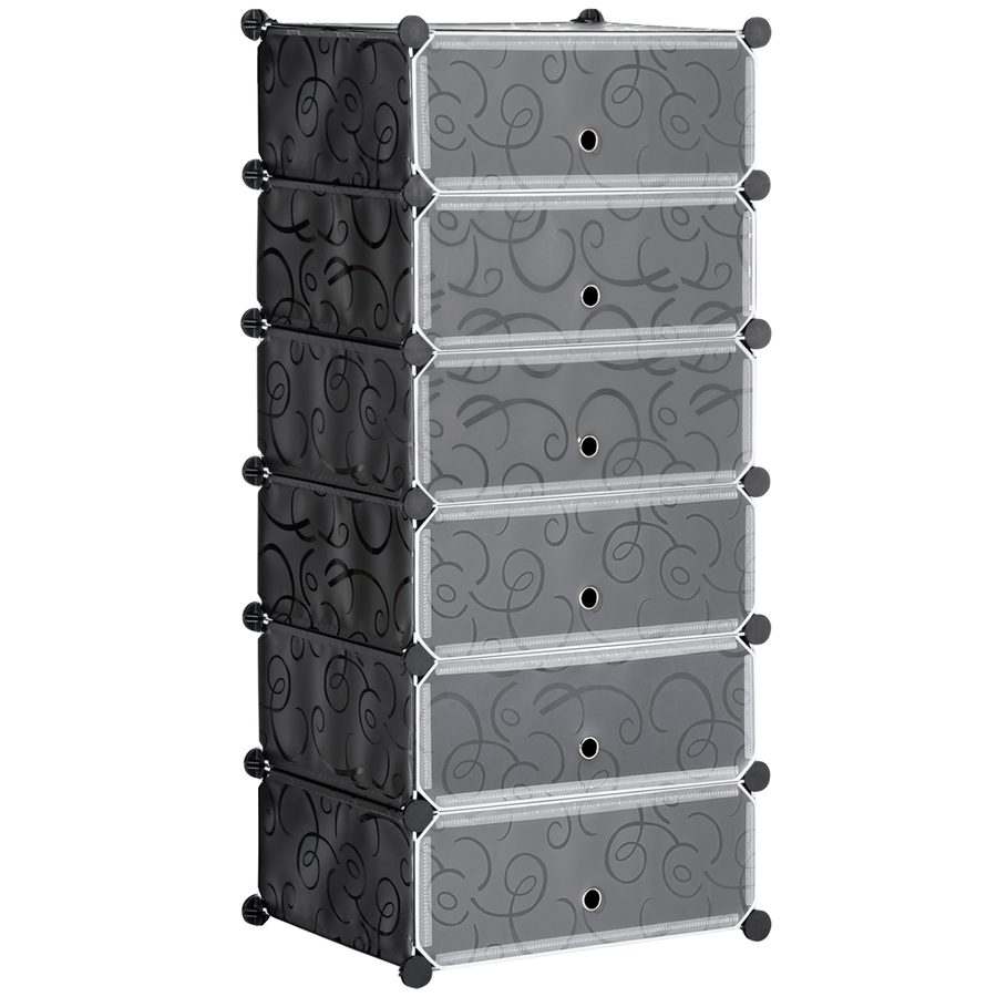 HOMCOM Schuhregal  Aufbewahrungsbox DIY Steckregal für 6 Paar Schuhe, Kunststoff/Stahl, Schwarz+Weiß, 49x36,5x108cm  Aosom von HOMCOM