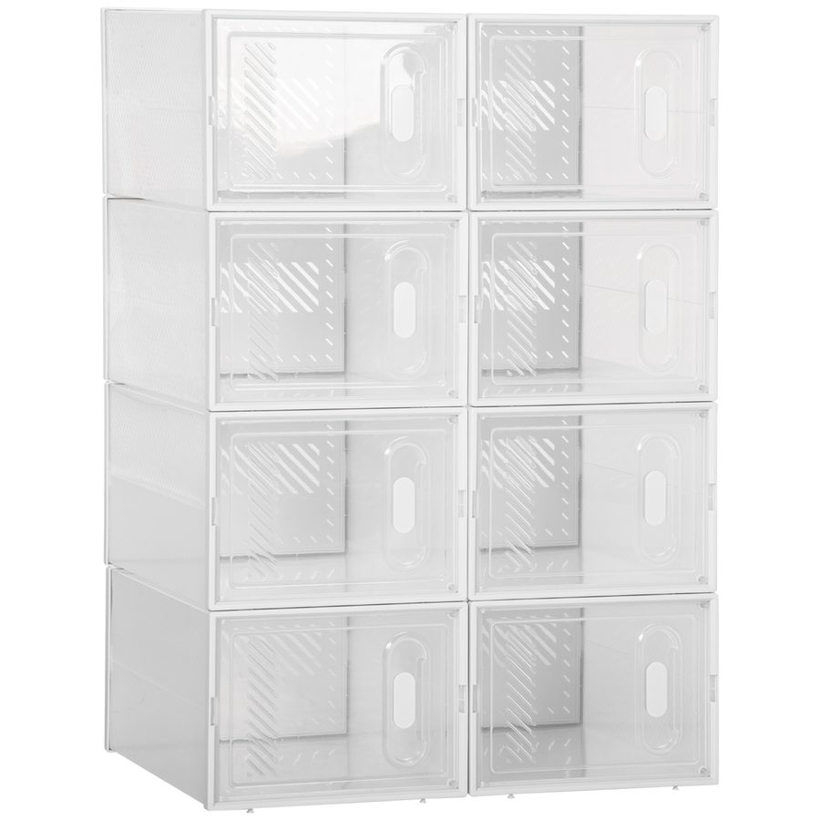 HOMCOM Schuhschrank  DIY Steckregal mit 8 Fächern, rechteckige Schuhablage, Kunststoff, Transparent, 25x35x19cm  Aosom von HOMCOM