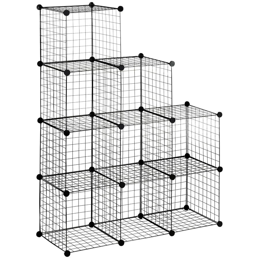 HOMCOM Regalsystem DIY Steckregal aus Stahldraht, 9 Fächer Schuhregal Schwarz, für Wohnzimmer, 35x35x35cm, platzsparend & modern   Aosom.de von HOMCOM