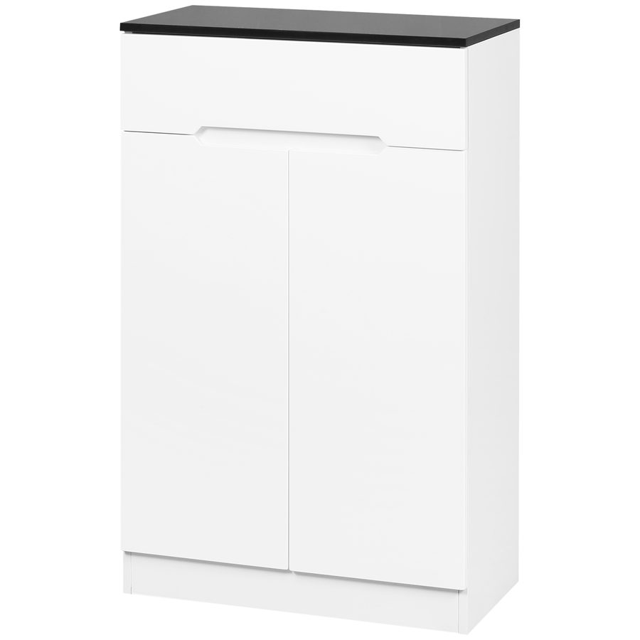 HOMCOM Schlanke Schuhablage für 12 Paar im Eingangsbereich und Flur mit 3 Verstellbaren Regalen und Schublade, aus Spanplatte Weiß, 60x32x100 cm   Aosom von HOMCOM