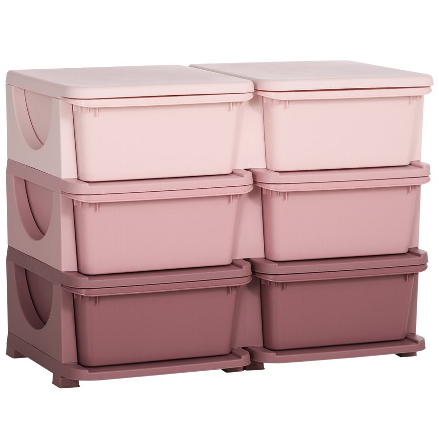 HOMCOM Aufbewahrungsbox Kunststoff, Spielzeugaufbewahrung, 6 Schubladen, Spielzeug Organizer, Kommode Kinderzimmer, Rosa   Aosom von HOMCOM