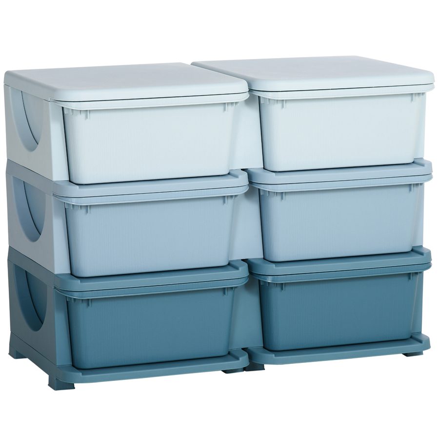 HOMCOM Aufbewahrungsbox Kunststoff, 6 Schubladen, Spielzeug Organizer, Kommode Kinderzimmer, Blau   Aosom von HOMCOM