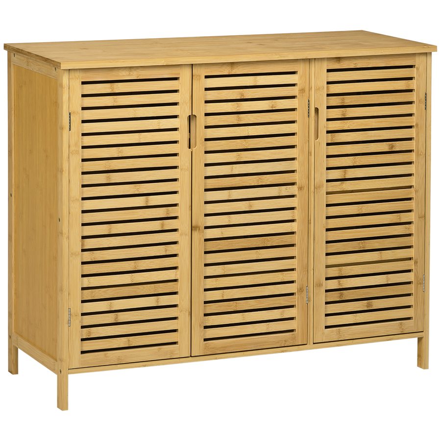 HOMCOM Schuhschrank, Schuhkommode mit 8 Regalböden, Schuhständer für max. 16 Paar Schuhe, Schuhaufbewahrung mit Kippschutz für Diele, Flur, Bambus, Natur, 100 x 35 x 80 cm   Aosom von HOMCOM