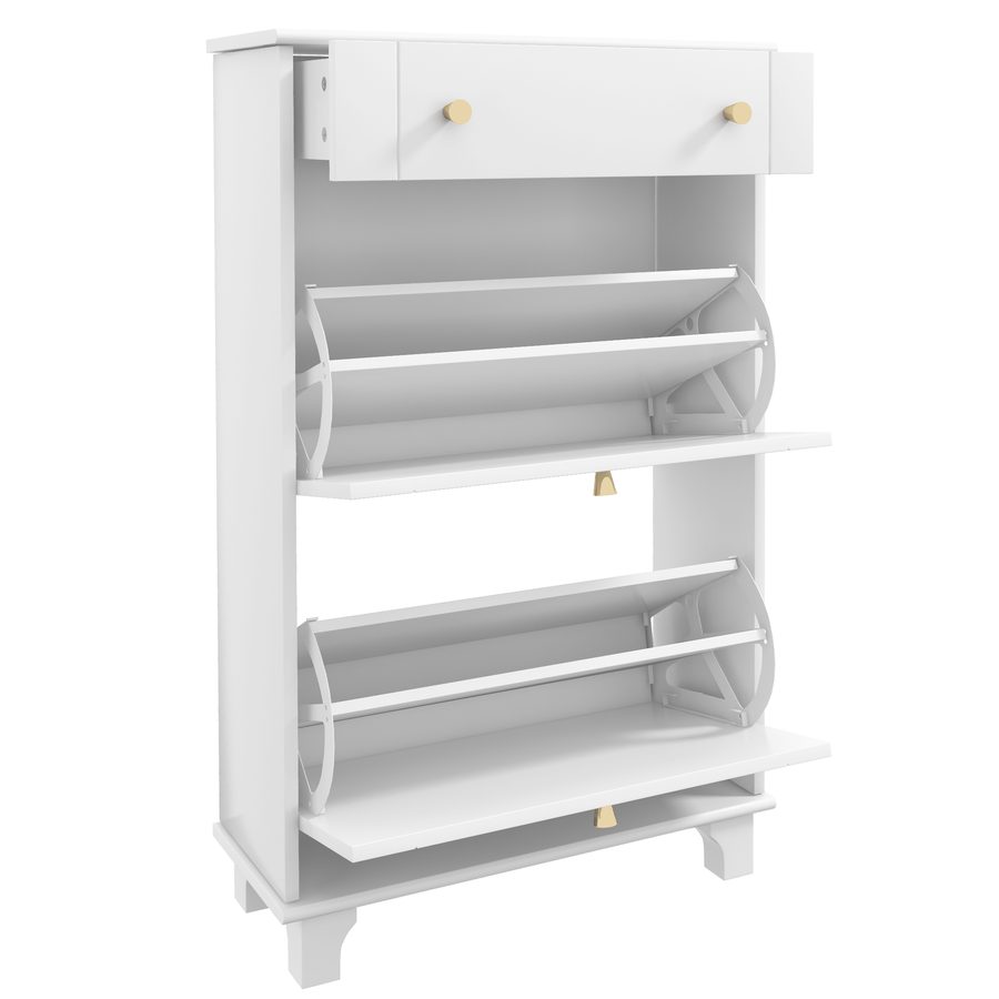 HOMCOM Schuhschrank für schmale Eingänge, Schuhaufbewahrung mit kippbaren Schubladen und verstellbarem Regal, Eingangs- und Flurschrank für 8 Paare, Eingang und Flur 60 x 23,5 x 98,5 cm, weiß   Aosom von HOMCOM