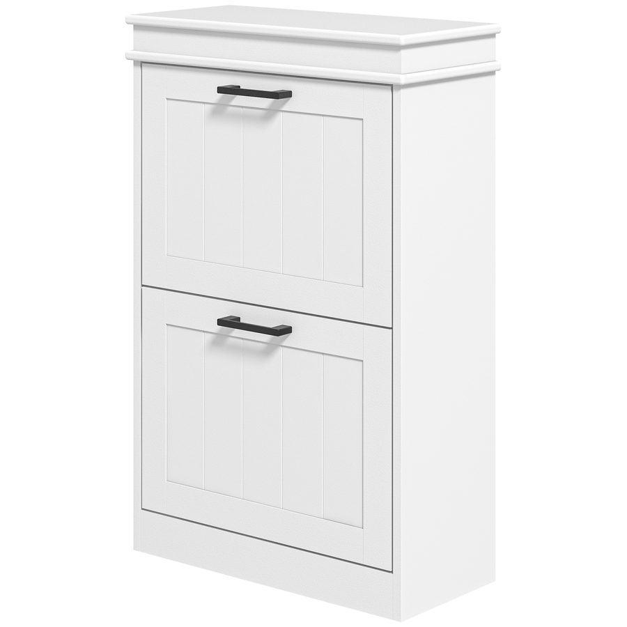 HOMCOM Schuhschrank, Schuhablage, 2 Klappentüren, verstellbare Regale, für Eingang, Flur, 54 x 24 x 82,5 cm, weiß   Aosom von HOMCOM