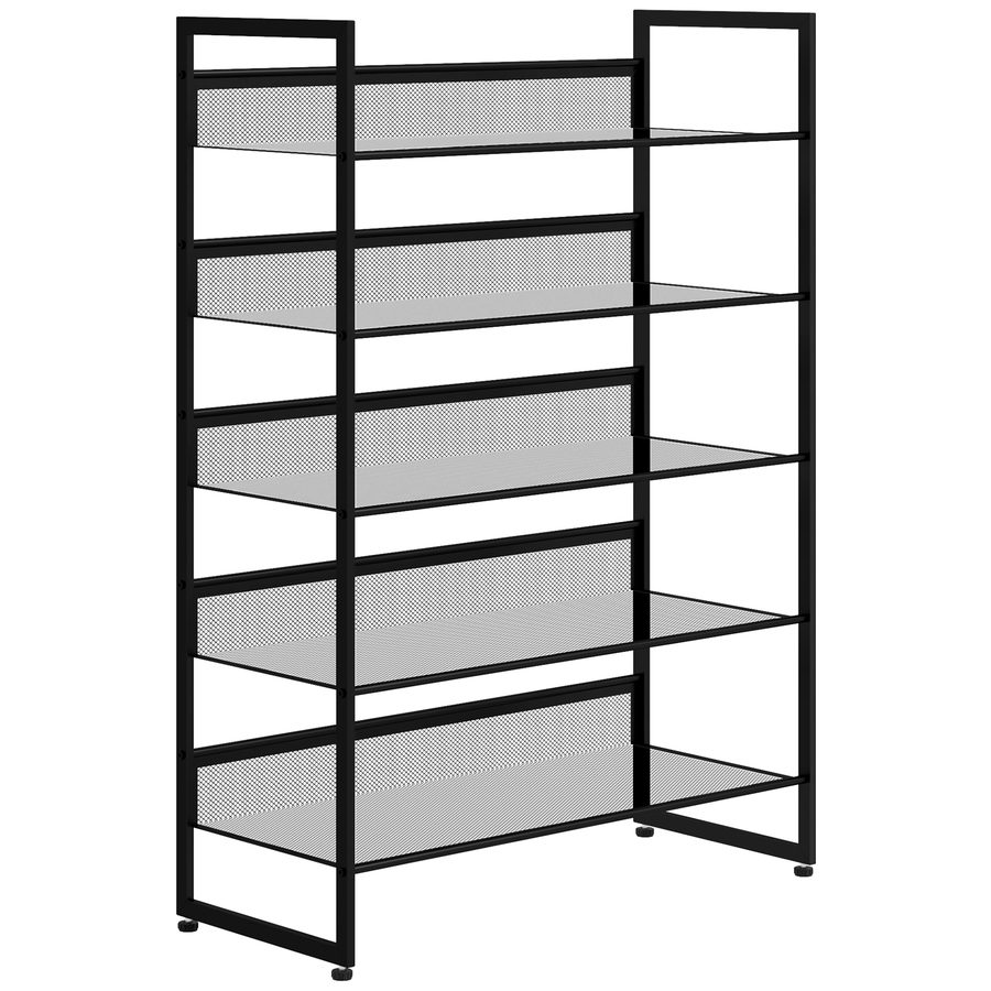 HOMCOM kleines Schuhregal Schuhablage Schuhständer hoch schmal, 5 Regale, 72 cm x 30 cm x 102 cm, Schwarz  Aosom von HOMCOM